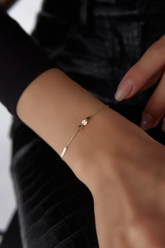 Altın Minimal Pullu Bileklik