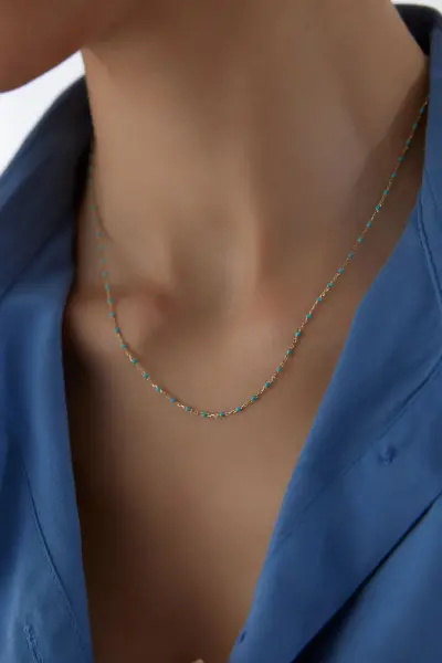 ALTIN TURKUAZ  MİNELİ MİNİMAL  SET