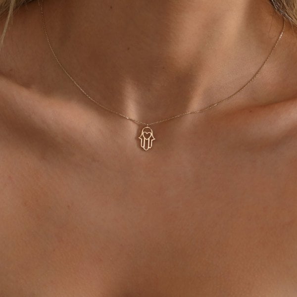 ALTIN KALPLİ HAMSA KOLYE