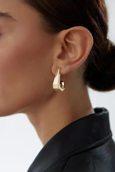 Altın Geometrik Özel Tasarım Küpe