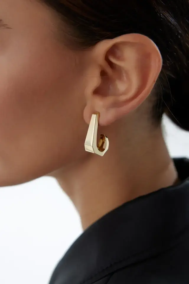 Altın Geometrik Özel Tasarım Küpe