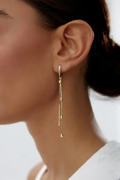 ALTIN DORİKA ZİNCİRLİ KÜPE