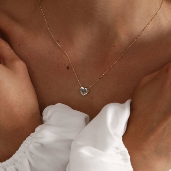 ALTIN TAŞLI KALP KOLYE