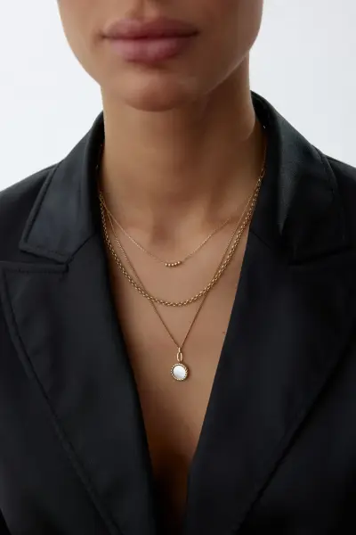 ALTIN ÜÇLÜ TASARIM KOLYE