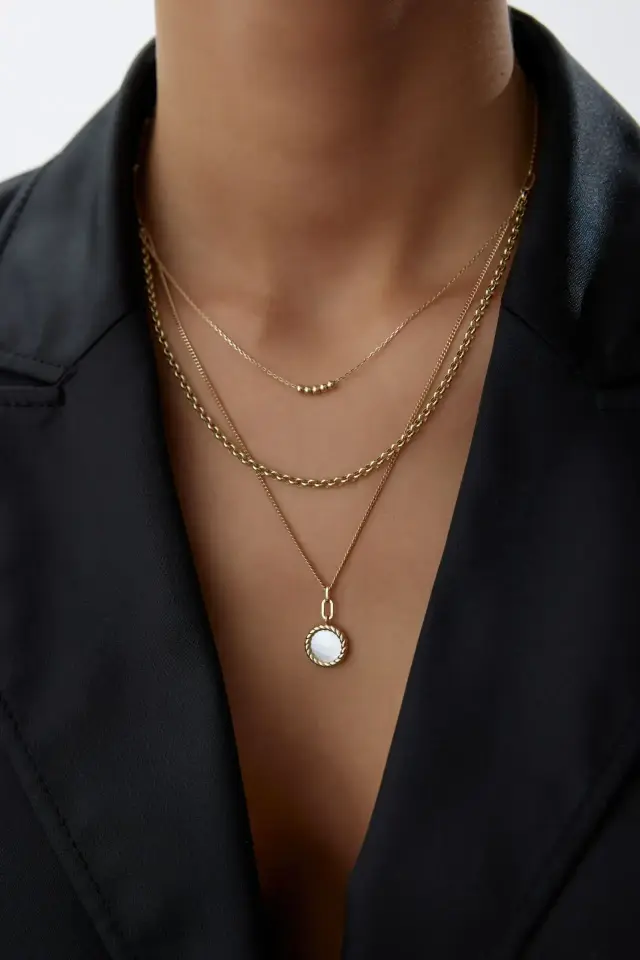 Altın Üçlü Tasarım Kolye