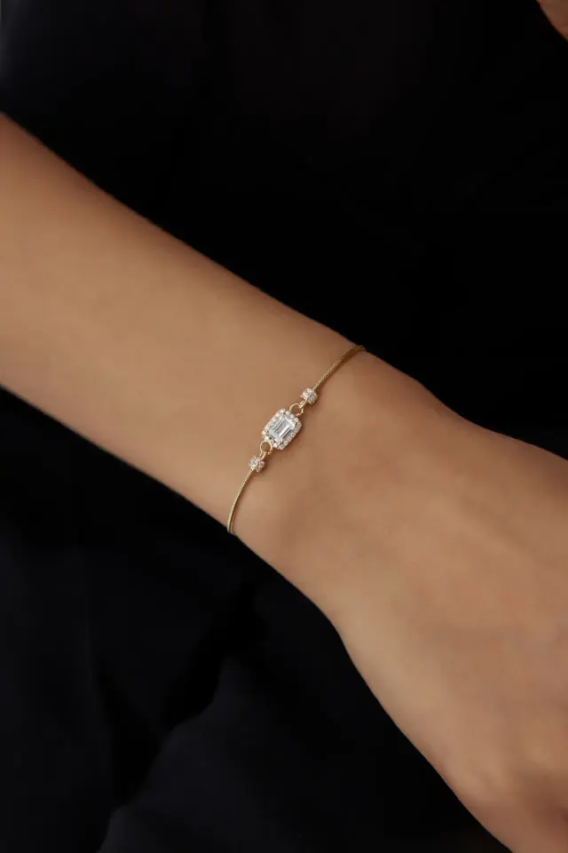 Altın Baget Taşlı Bileklik