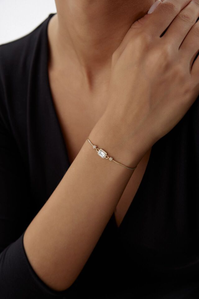 Altın Baget Taşlı Bileklik