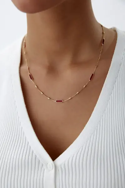 Altın Ruby Taşlı Kolye