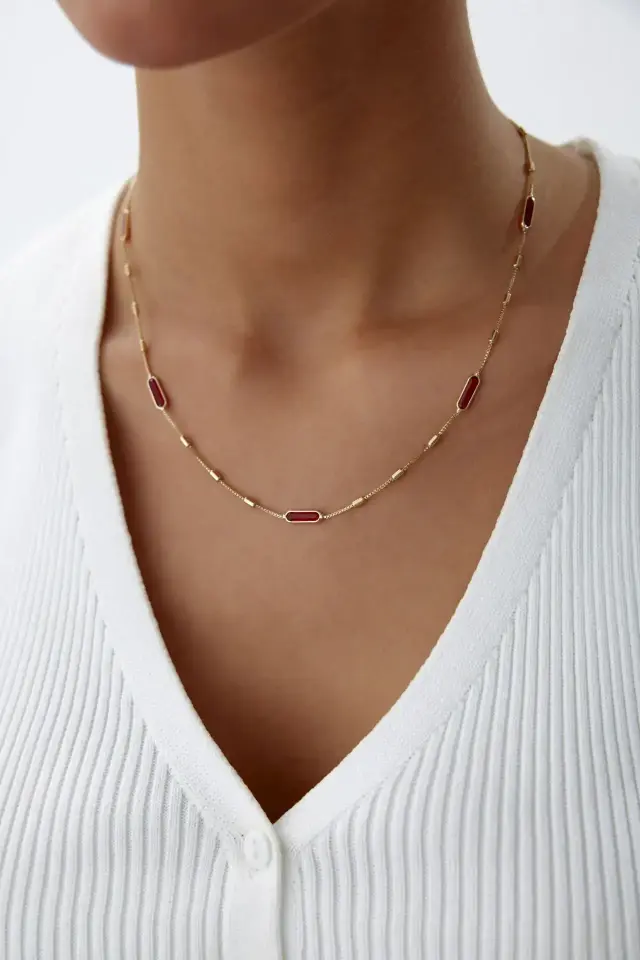 Altın Ruby Taşlı Kolye