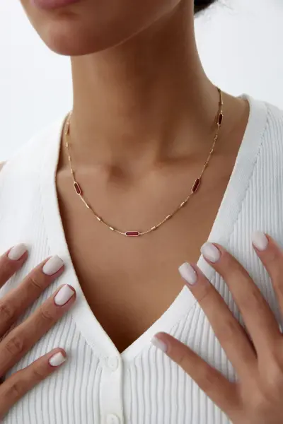 ALTIN RUBY TAŞLI KOLYE