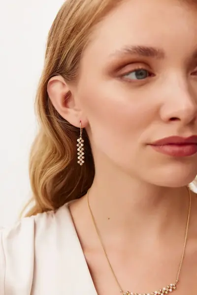 Altın İnci Ve Dorikalı Küpe