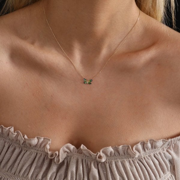 ALTIN MİNELİ KELEBEK KOLYE