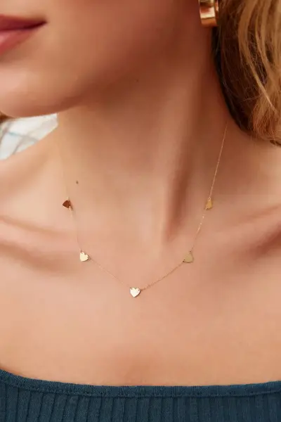 Altın Minimal Kalp Kolye