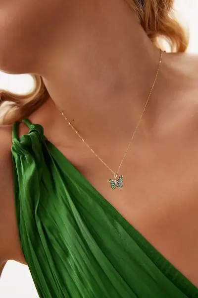 ALTIN MİNELİ KELEBEK KOLYE