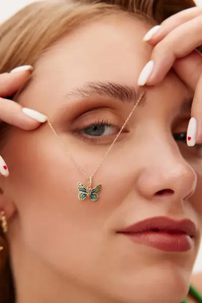 ALTIN MİNELİ KELEBEK KOLYE