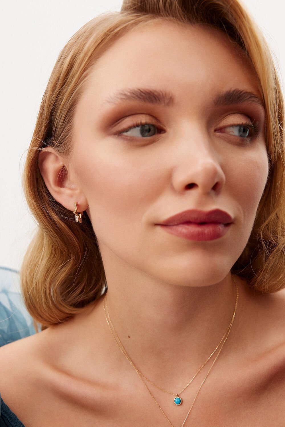 Altın Firuze Taşlı Kolye