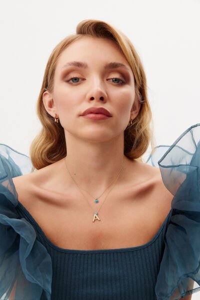 Altın Firuze Taşlı Kolye