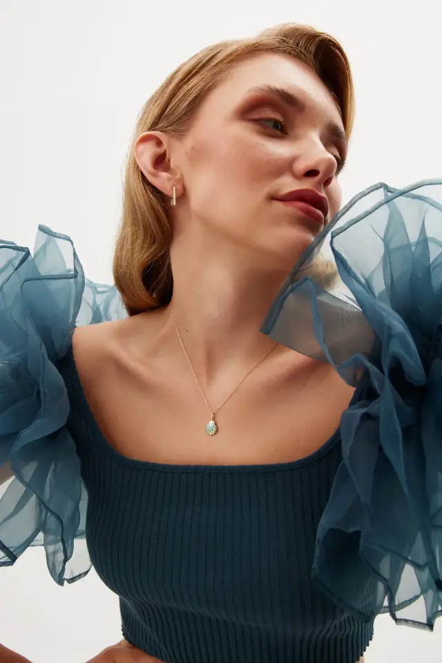 Altın Mineli İstiridye Kolye