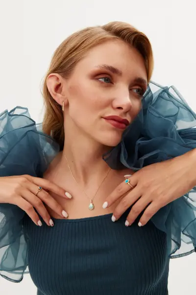 Altın Mineli İstiridye Kolye