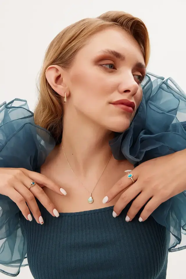 Altın Mineli İstiridye Kolye