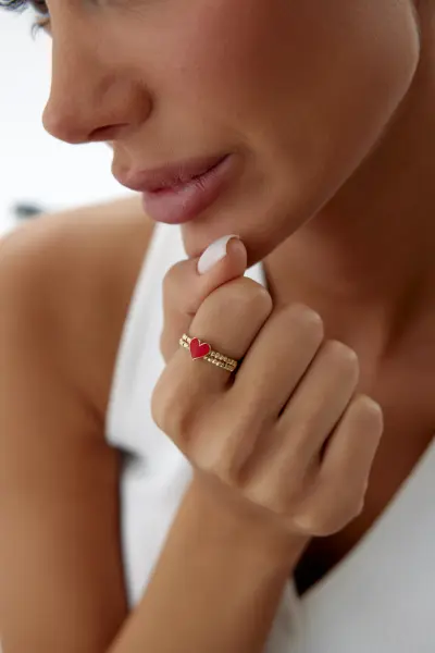 Altın Dorikalı Kalp Yüzük