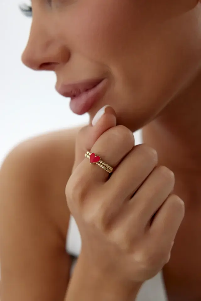 Altın Dorikalı Kalp Yüzük