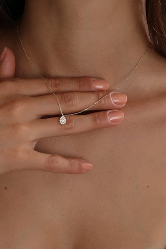 Altın Tektaş Damla Kolye