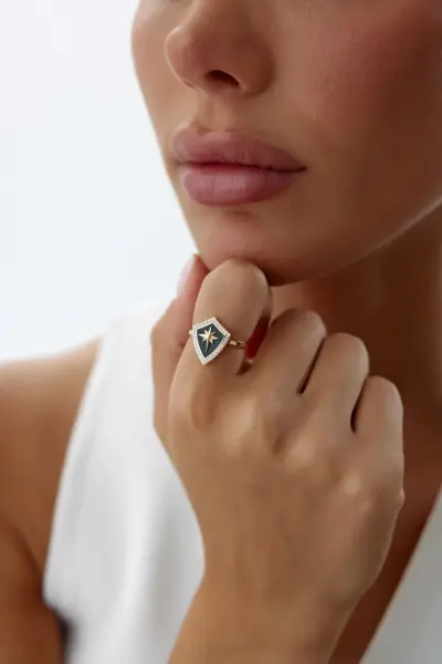 Altın Mineli Kuzey Yıldızı Yüzük