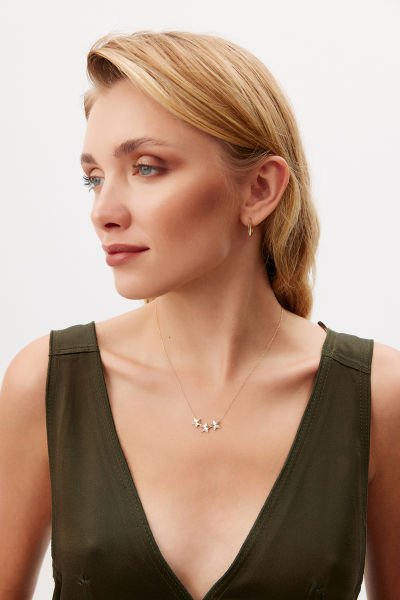 Altın Üçlü Yıldız Kolye