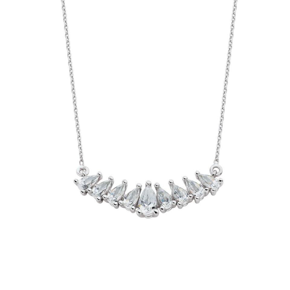 Altın Sıra Taşlı Damla Kolye