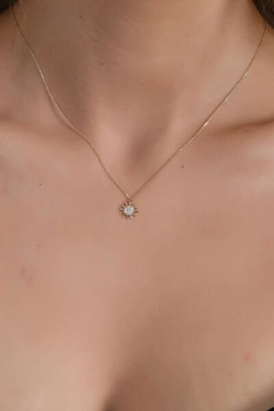 Altın Taşlı Güneş Kolye