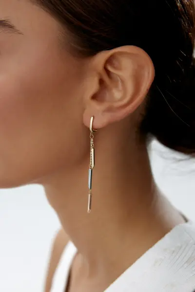 ALTIN ÜÇ RENK SALLANTILI KÜPE