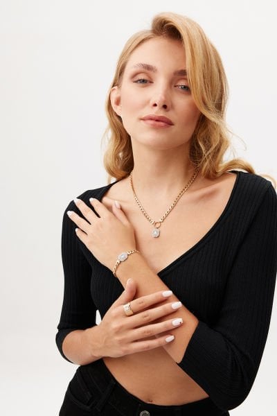 Altın Baget Taşlı Gurmet Zincir