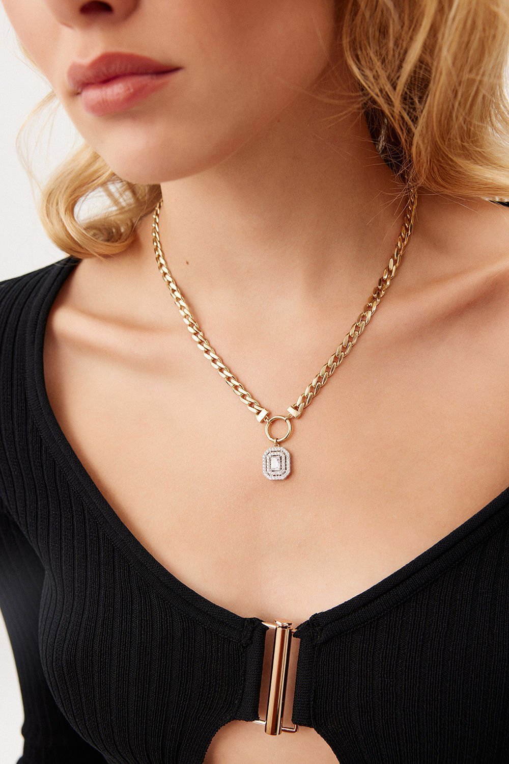 Altın Baget Taşlı Gurmet Zincir