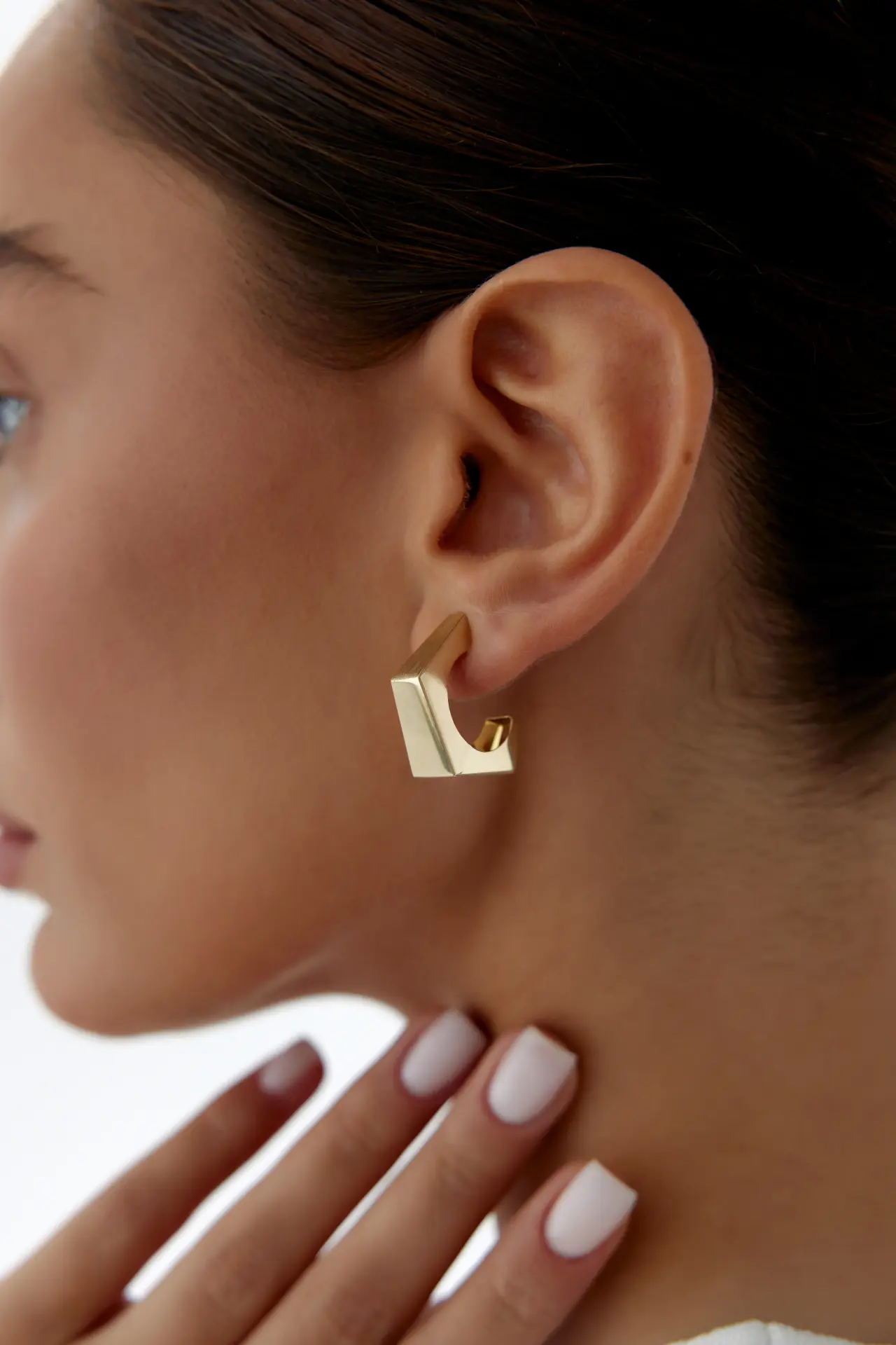 Altın Prizma Tasarım Küpe