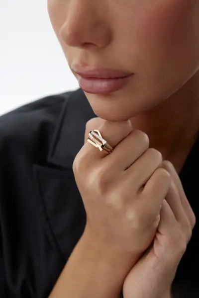 ALTIN ÜÇ  RENK  TASARIM  YÜZÜK