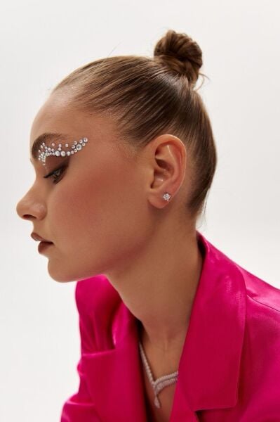 Altın Beyaz Tektaş Küpe