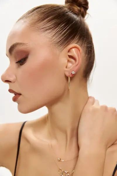 Altın Sarı Tektaş Küpe