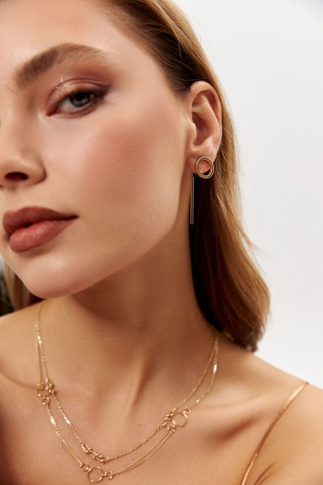 Altın Halka Çubuk Küpe