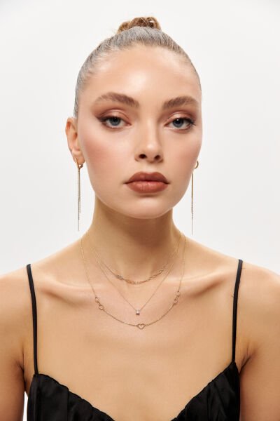 Altın Zincir Sallantılı Küpe