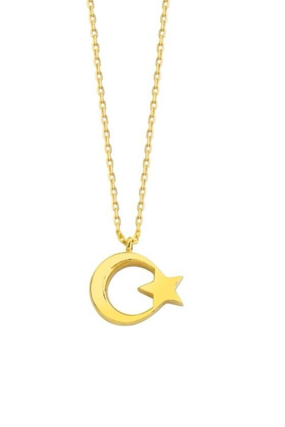 Altın Ay-Yıldız Kolye