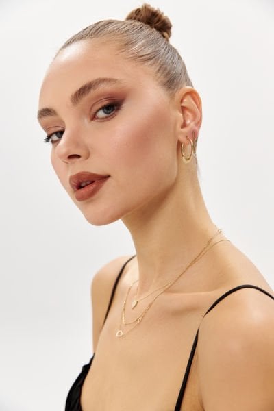 Altın Kalpli Halka Küpe