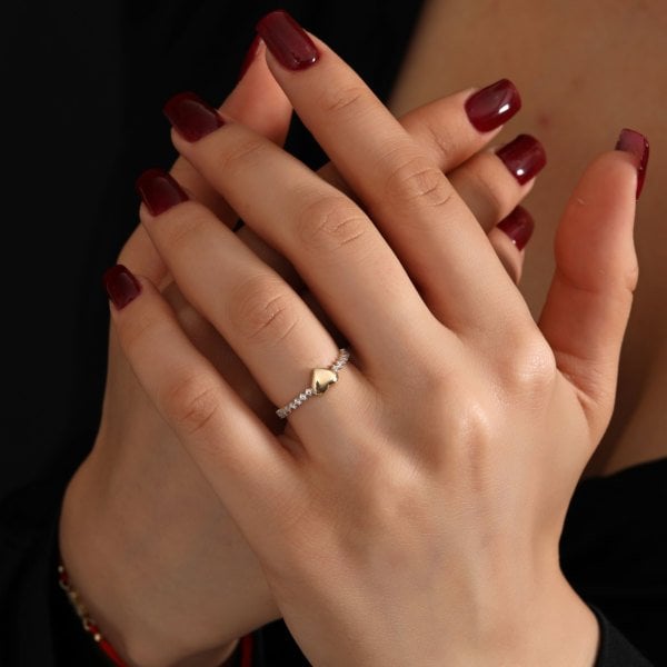 ALTIN TAŞLI KALP YÜZÜK