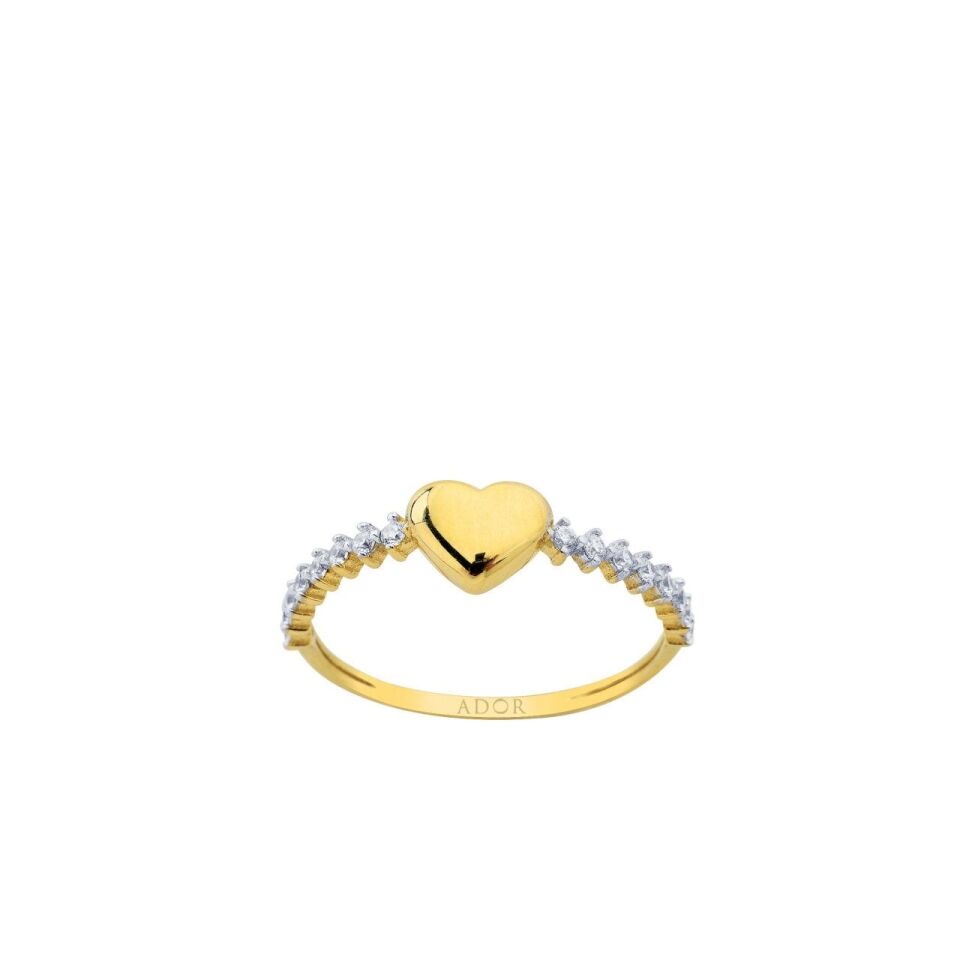 Altın Tektaşlı Sarı  Kalp Yüzük