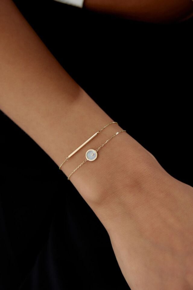 Altın Sedef Taşlı İkili Bileklik