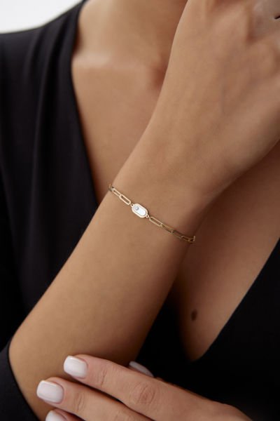 Altın Sedef Taşlı Ataç Bileklik