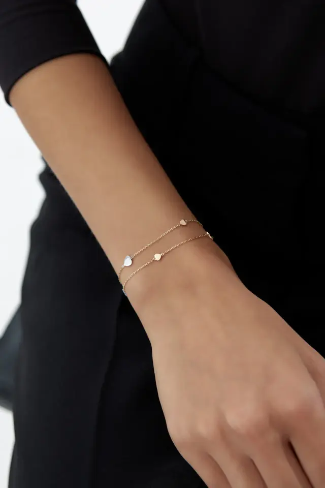 Altın Üç Renk Mini Kalp Bileklik