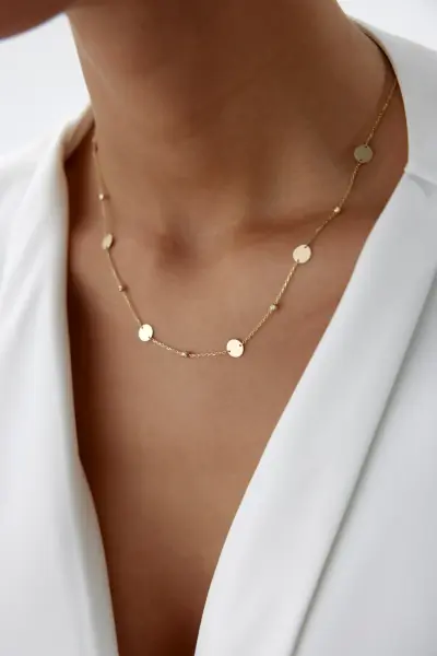 ALTIN DORİKALI PUL KOLYE