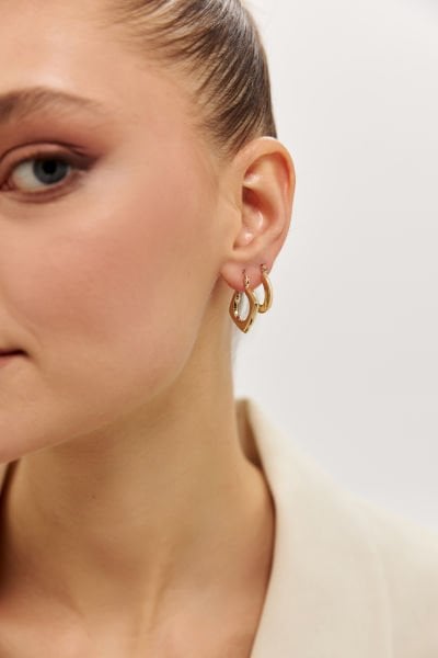 Altın Üçgen Çanta Küpe