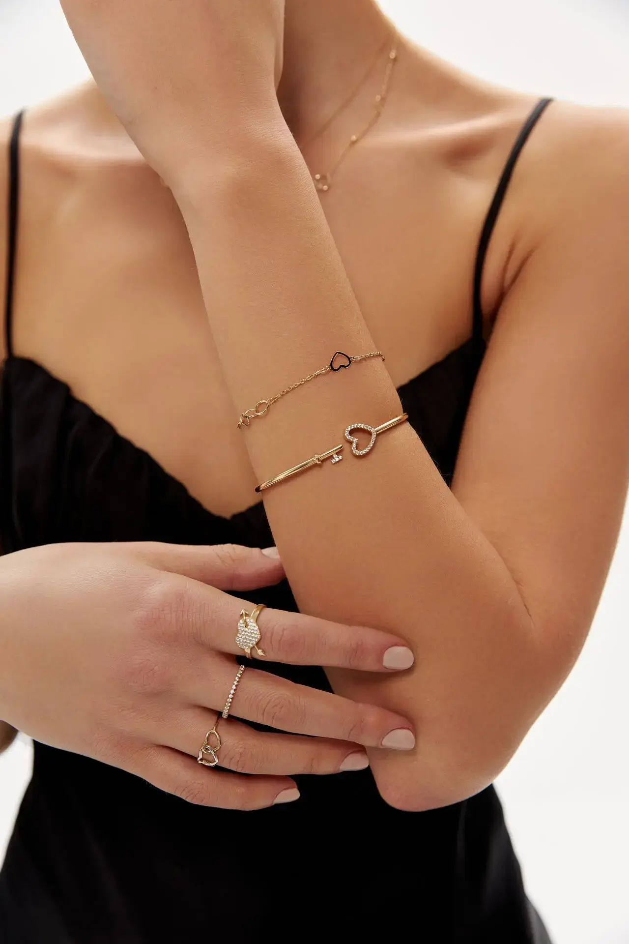 ALTIN TAŞLI KALP KELEPÇE